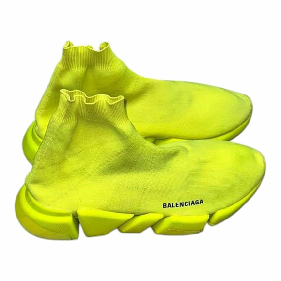 Balenciaga Speed 2.0 LT Sock Yellow Neon Knit Stretch High Top Sneakers Size 11 - Picture 1 of 9